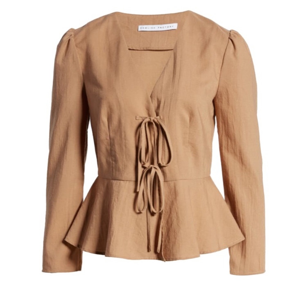 English Factory Bow Front Peplum Top M